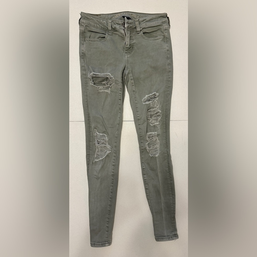American Eagle Outfitters Olive Green Skinny Jeans -Size 4